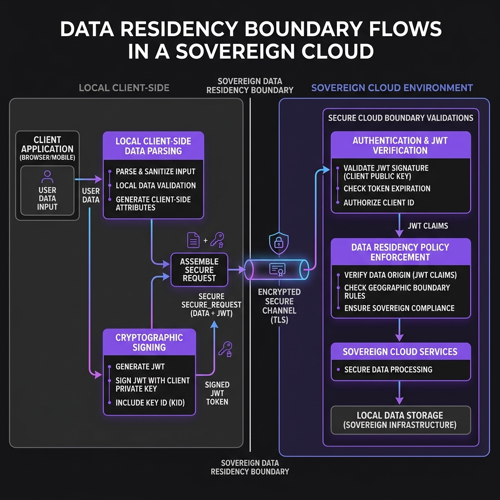 Sovereign cloud data residency boundary flow diagram